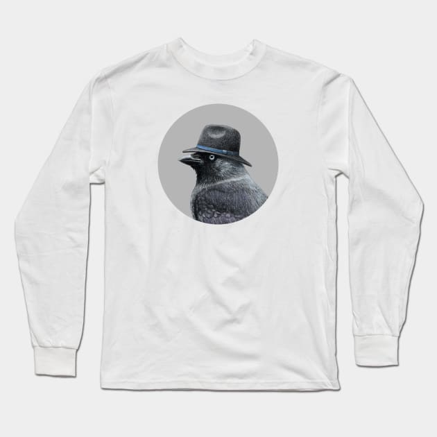 Jackdaw Long Sleeve T-Shirt by Mikhail Vedernikov